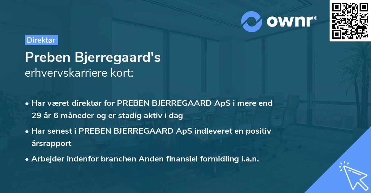 Preben Bjerregaard's erhvervskarriere kort