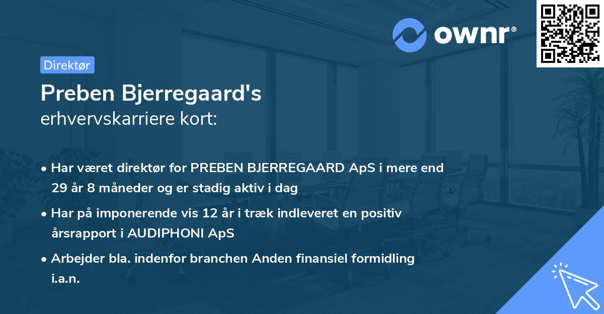 Preben Bjerregaard's erhvervskarriere kort
