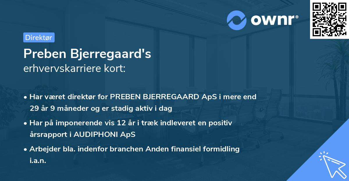 Preben Bjerregaard's erhvervskarriere kort