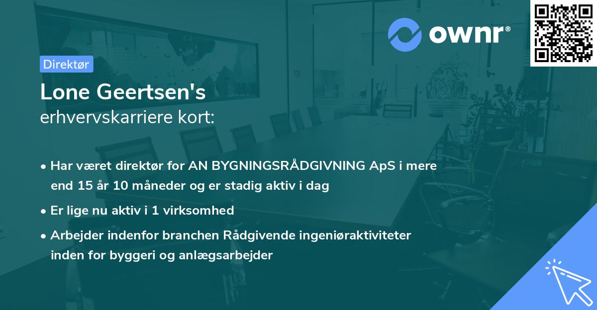 Lone Geertsen's erhvervskarriere kort