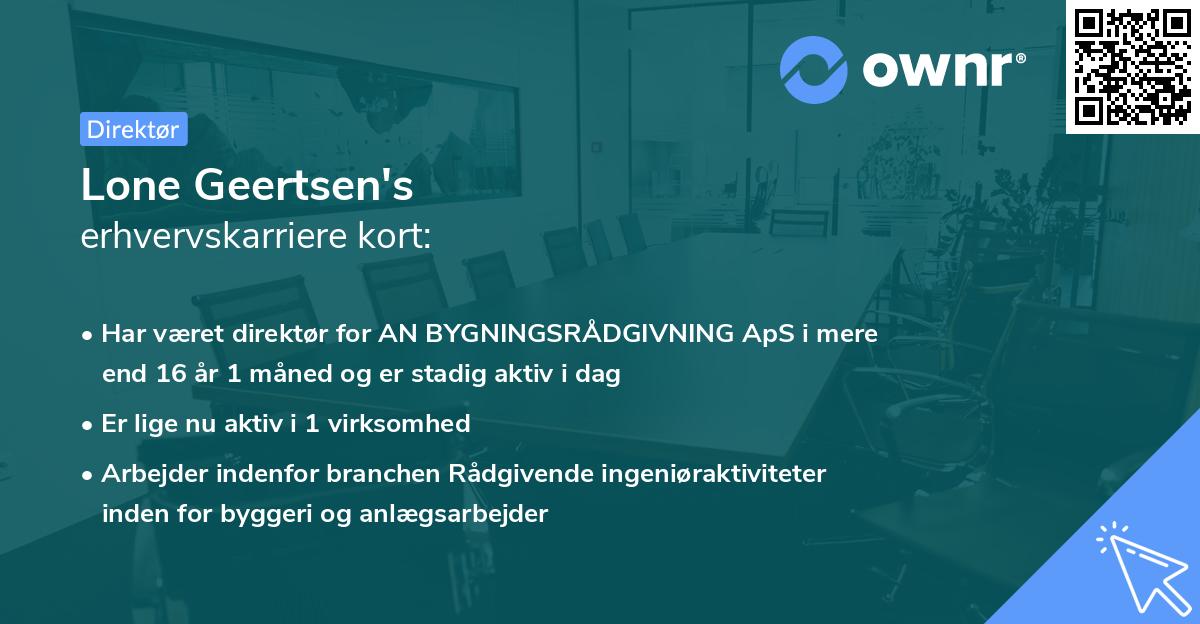 Lone Geertsen's erhvervskarriere kort
