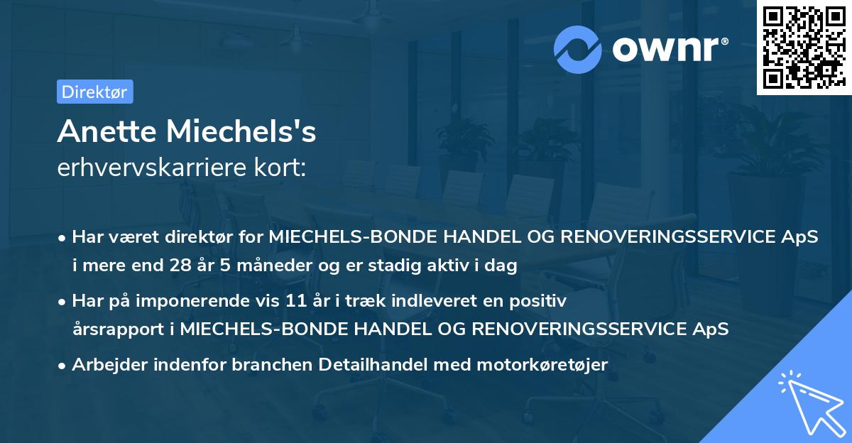 Anette Miechels's erhvervskarriere kort