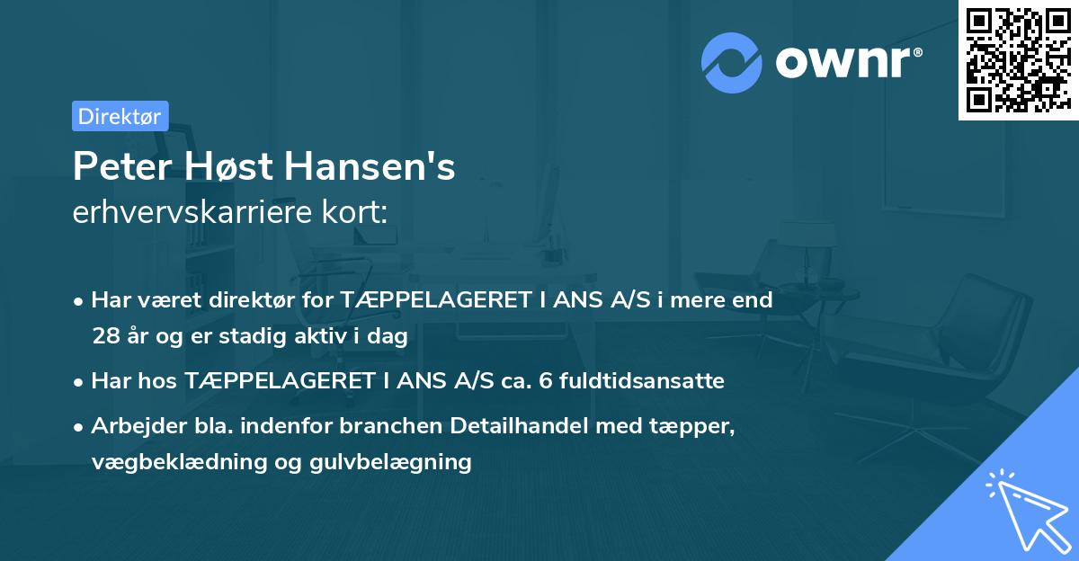 Peter Høst Hansen's erhvervskarriere kort