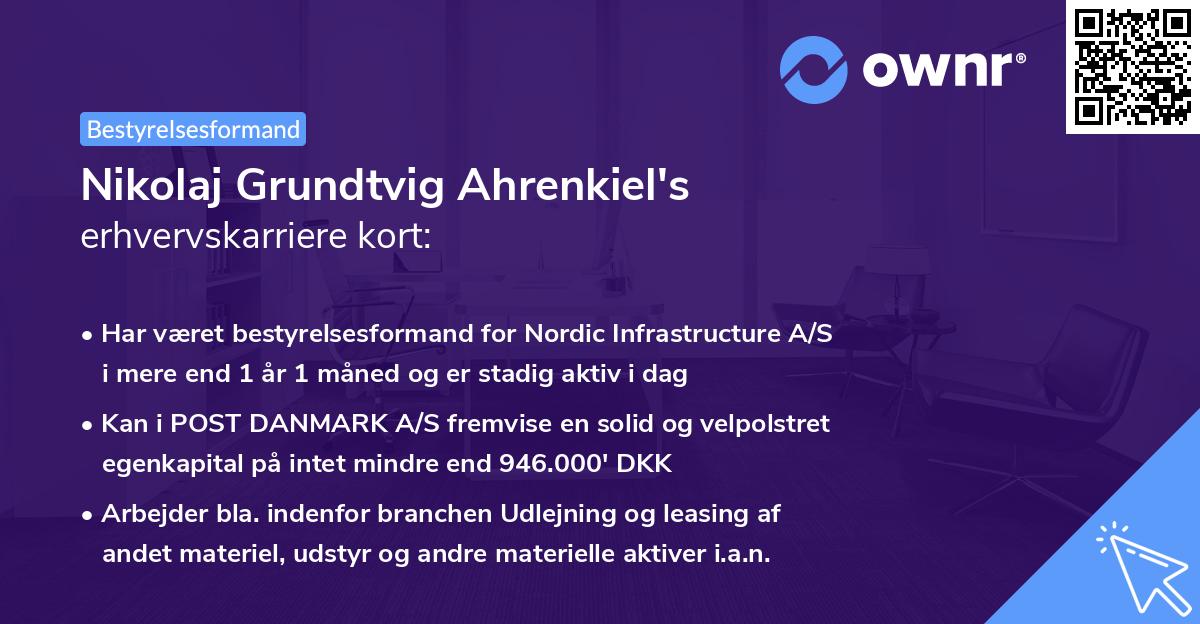 Nikolaj Grundtvig Ahrenkiel's erhvervskarriere kort