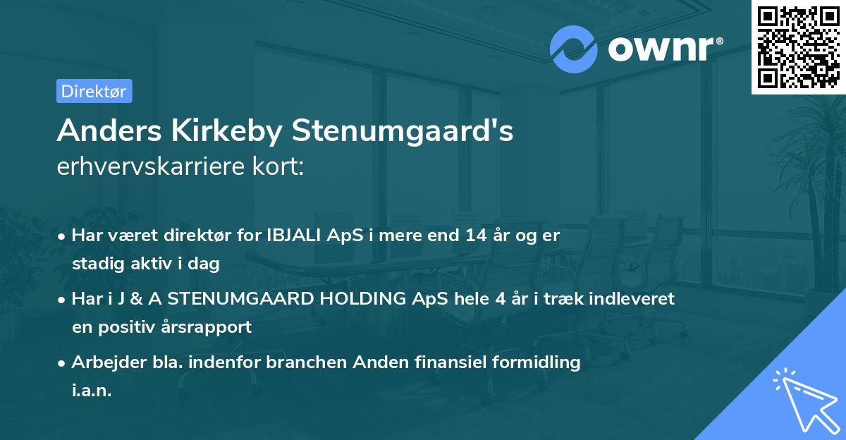 Anders Kirkeby Stenumgaard's erhvervskarriere kort