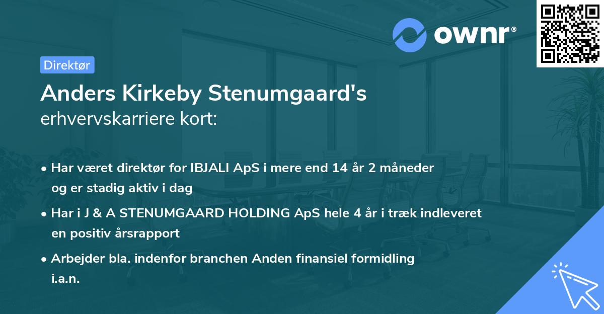 Anders Kirkeby Stenumgaard's erhvervskarriere kort