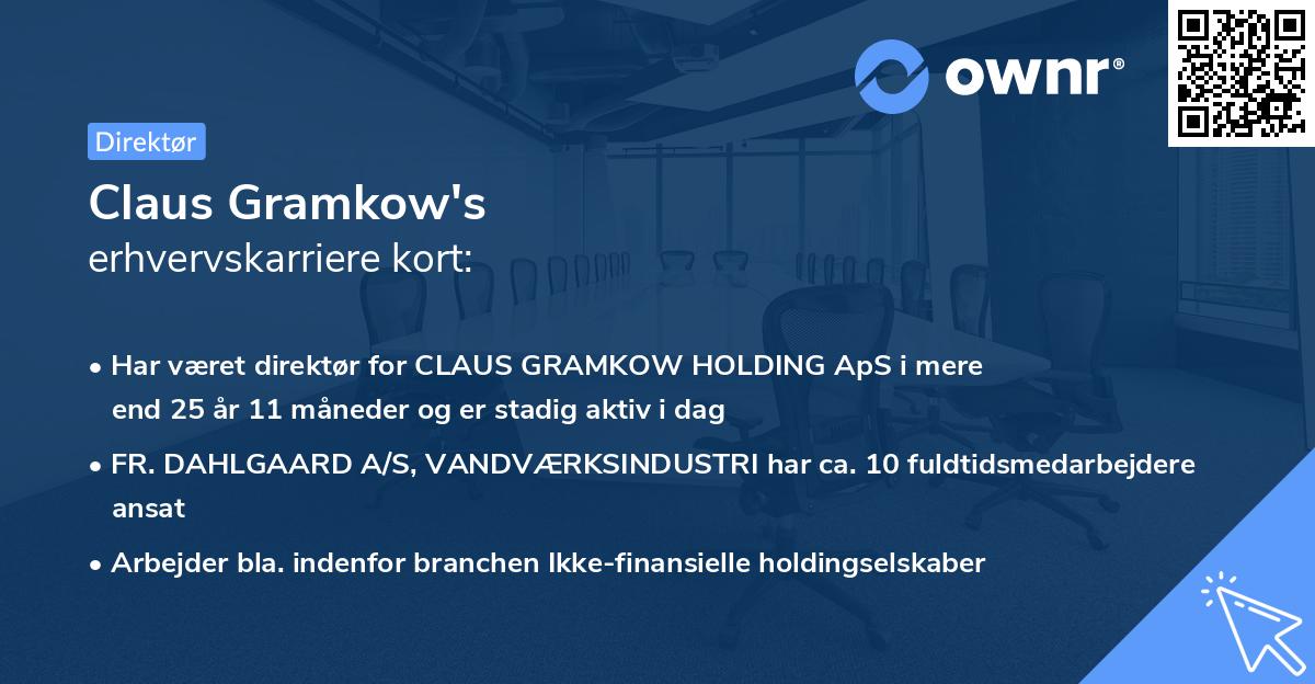 Claus Gramkow's erhvervskarriere kort