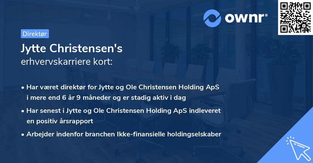 Jytte Christensen's erhvervskarriere kort
