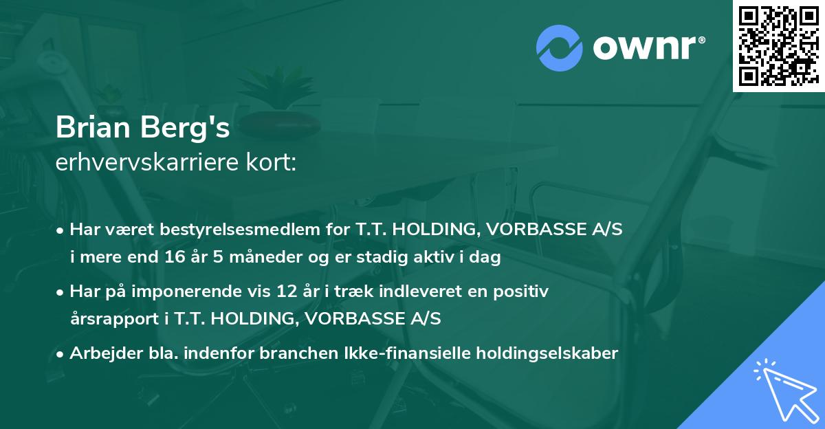 Brian Berg's erhvervskarriere kort