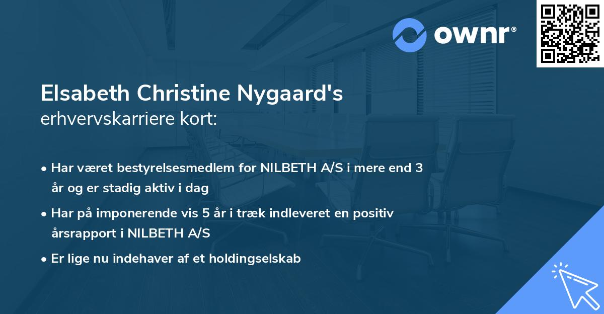 Elsabeth Christine Nygaard's erhvervskarriere kort