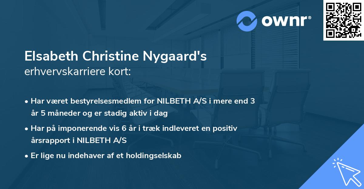 Elsabeth Christine Nygaard's erhvervskarriere kort