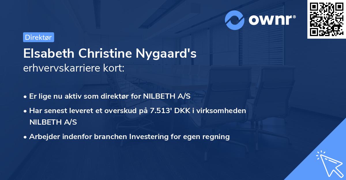 Elsabeth Christine Nygaard's erhvervskarriere kort