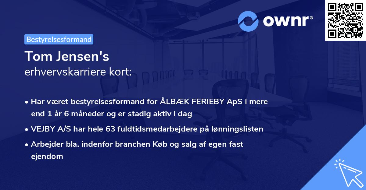 Tom Jensen's erhvervskarriere kort
