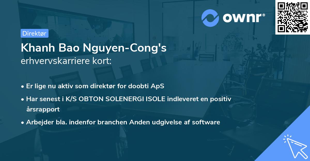 Khanh Bao Nguyen-Cong's erhvervskarriere kort