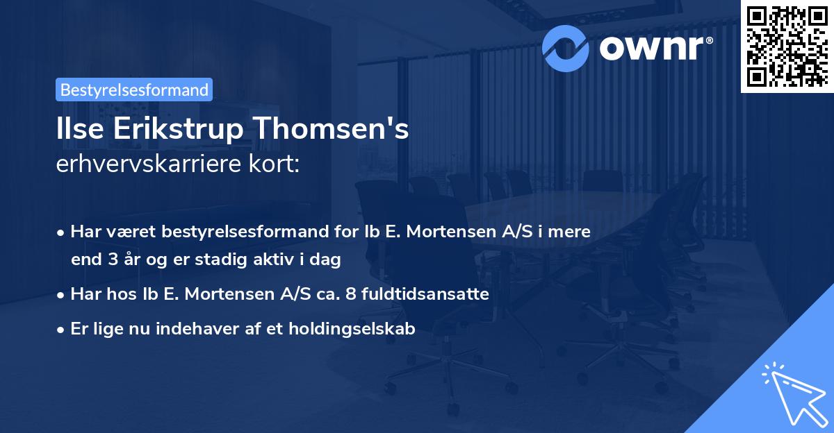 Ilse Erikstrup Thomsen's erhvervskarriere kort