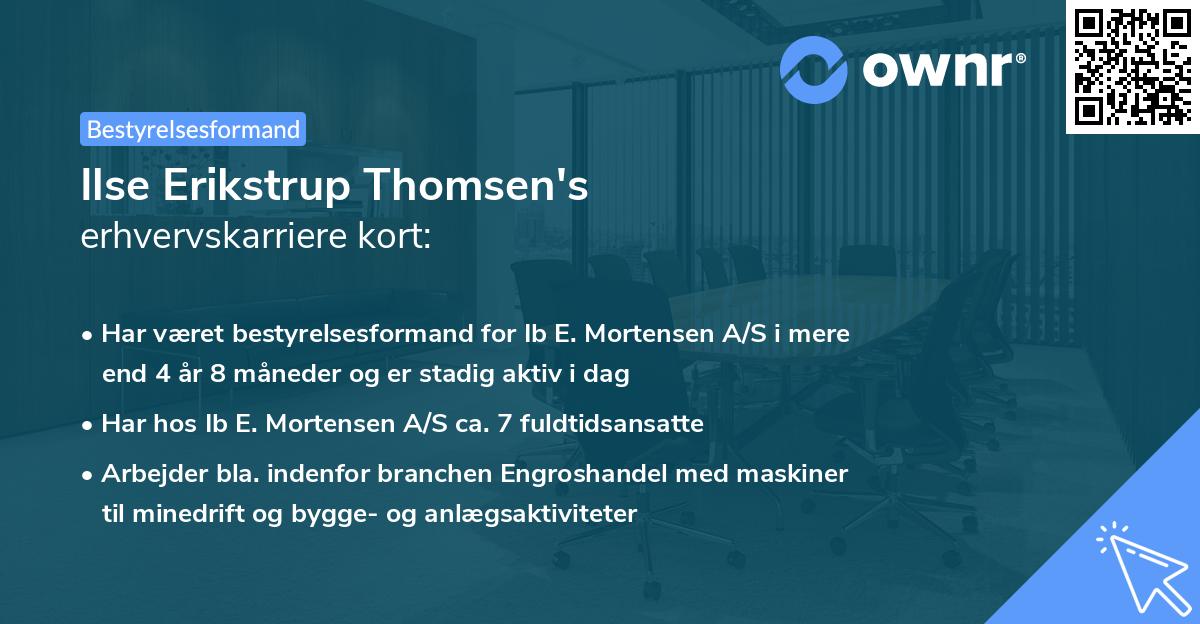 Ilse Erikstrup Thomsen's erhvervskarriere kort