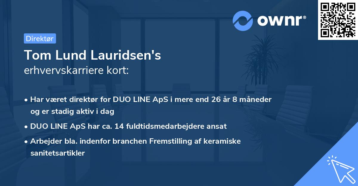 Tom Lund Lauridsen's erhvervskarriere kort