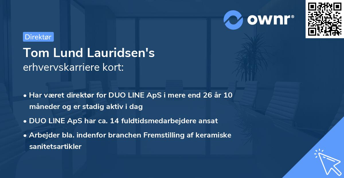 Tom Lund Lauridsen's erhvervskarriere kort