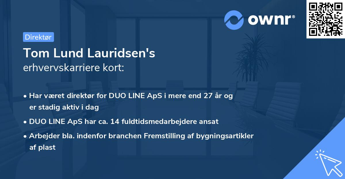 Tom Lund Lauridsen's erhvervskarriere kort