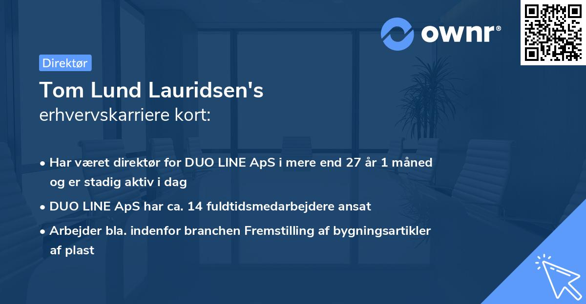 Tom Lund Lauridsen's erhvervskarriere kort
