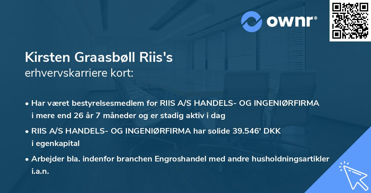 Kirsten Graasbøll Riis's erhvervskarriere kort