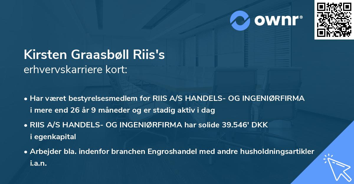 Kirsten Graasbøll Riis's erhvervskarriere kort