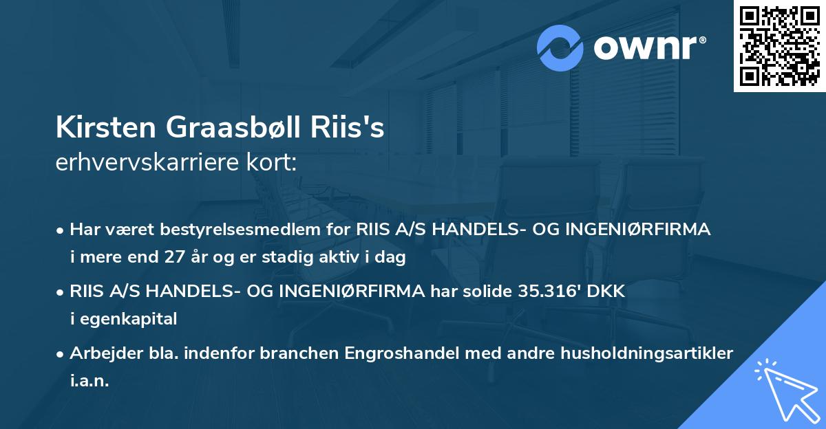 Kirsten Graasbøll Riis's erhvervskarriere kort