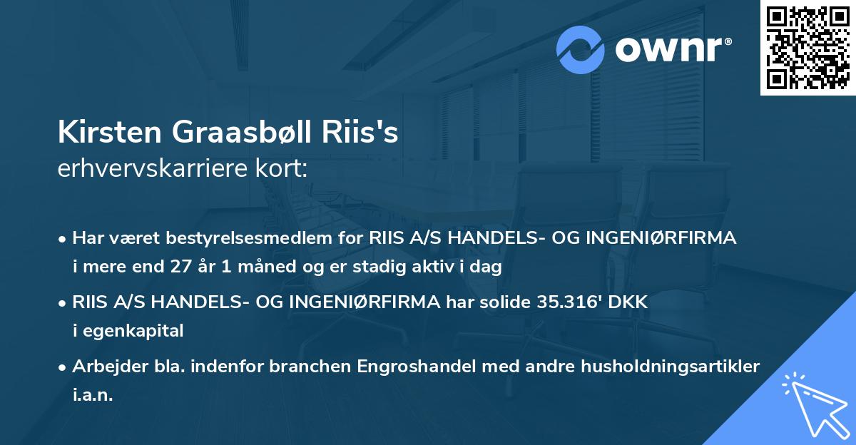 Kirsten Graasbøll Riis's erhvervskarriere kort