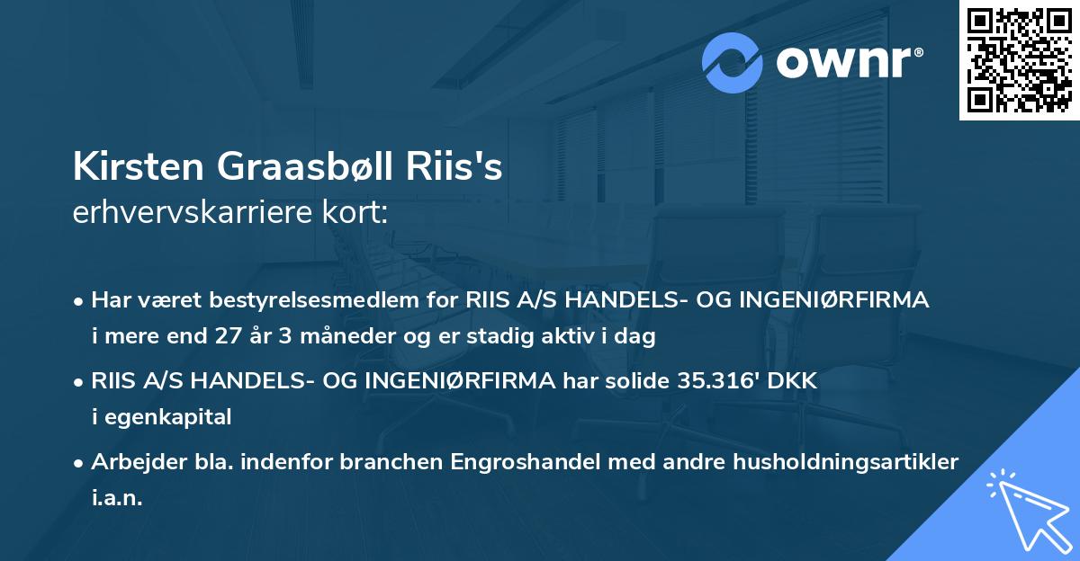 Kirsten Graasbøll Riis's erhvervskarriere kort