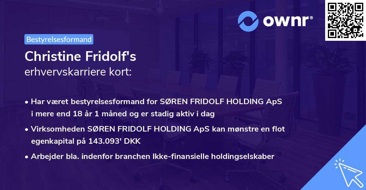 Christine Fridolf's erhvervskarriere kort