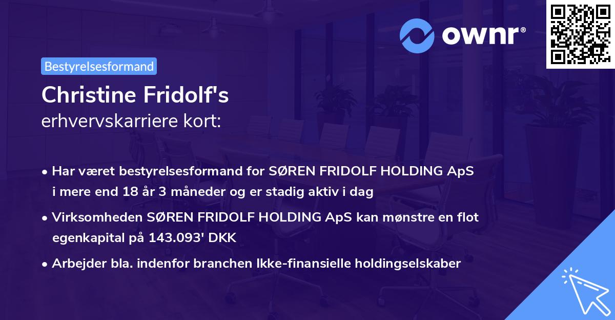 Christine Fridolf's erhvervskarriere kort