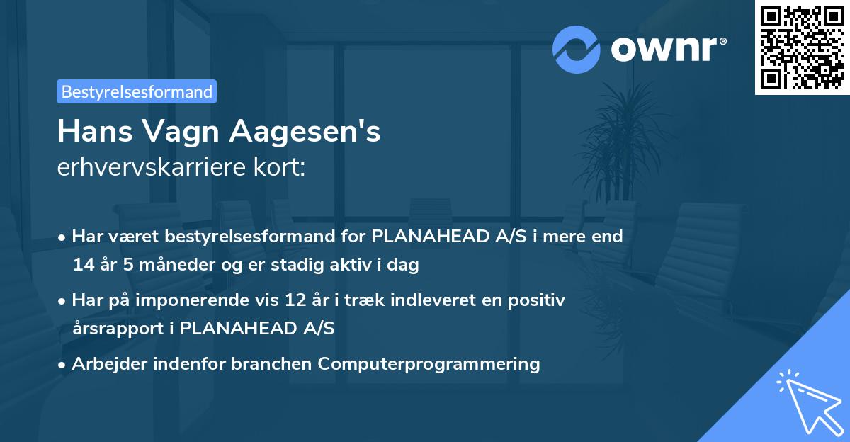 Hans Vagn Aagesen's erhvervskarriere kort