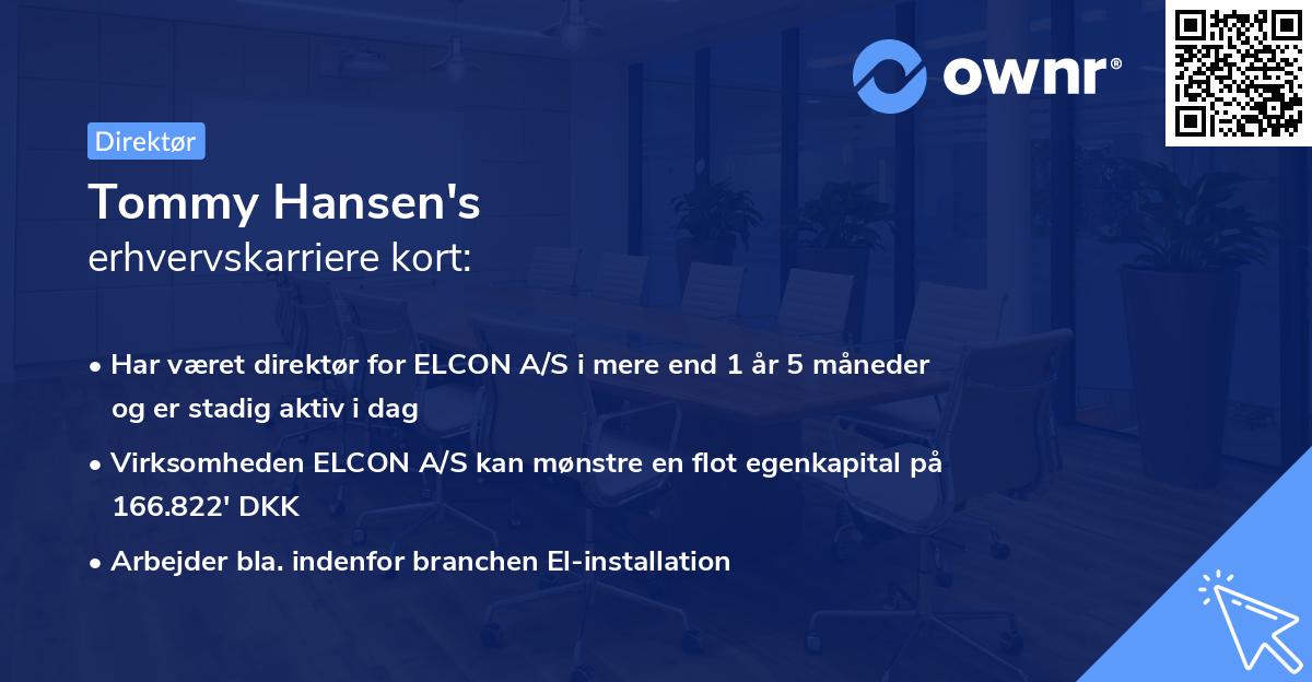 Tommy Hansen's erhvervskarriere kort