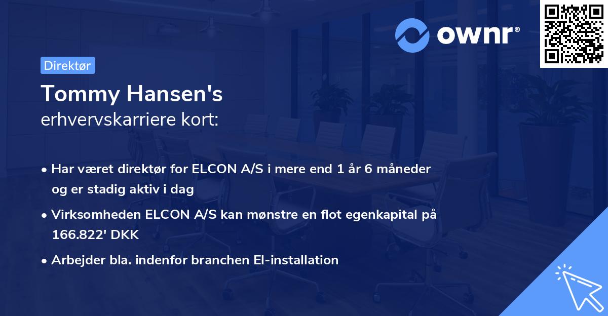 Tommy Hansen's erhvervskarriere kort