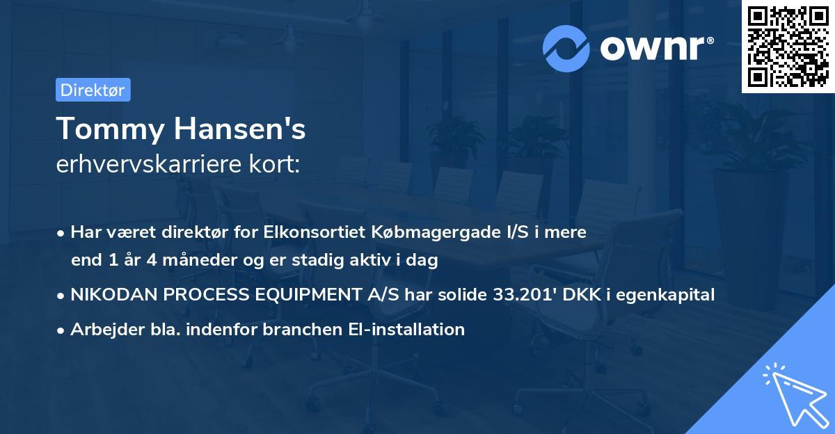 Tommy Hansen's erhvervskarriere kort