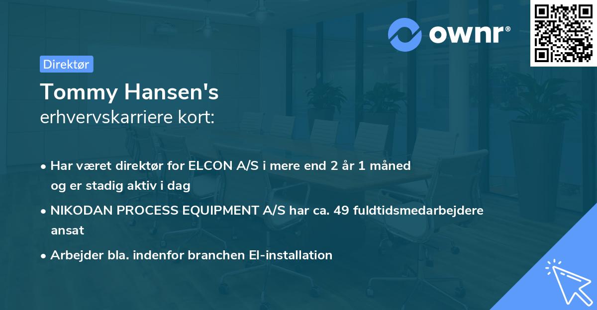 Tommy Hansen's erhvervskarriere kort