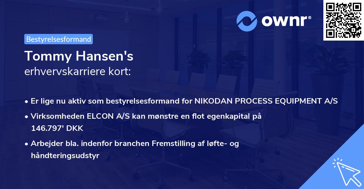 Tommy Hansen's erhvervskarriere kort