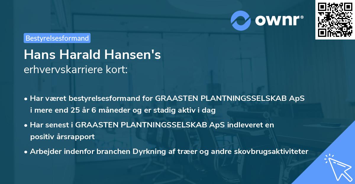 Hans Harald Hansen's erhvervskarriere kort