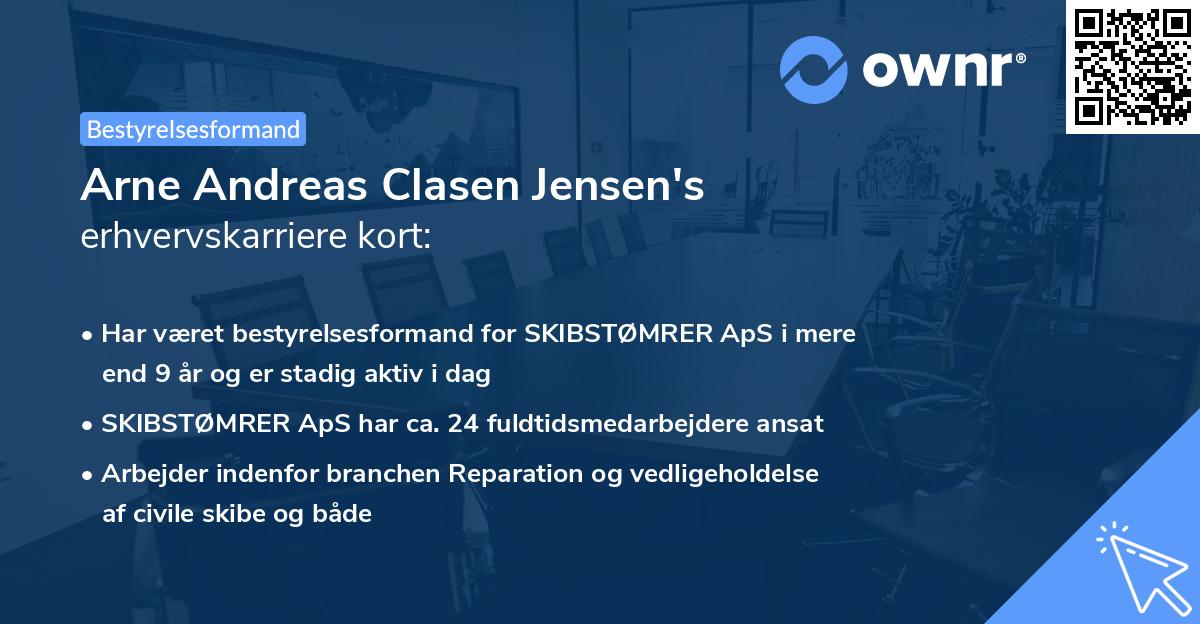 Arne Andreas Clasen Jensen's erhvervskarriere kort
