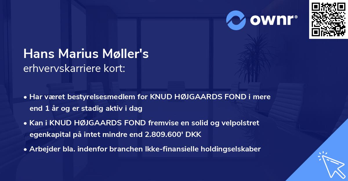 Hans Marius Møller's erhvervskarriere kort