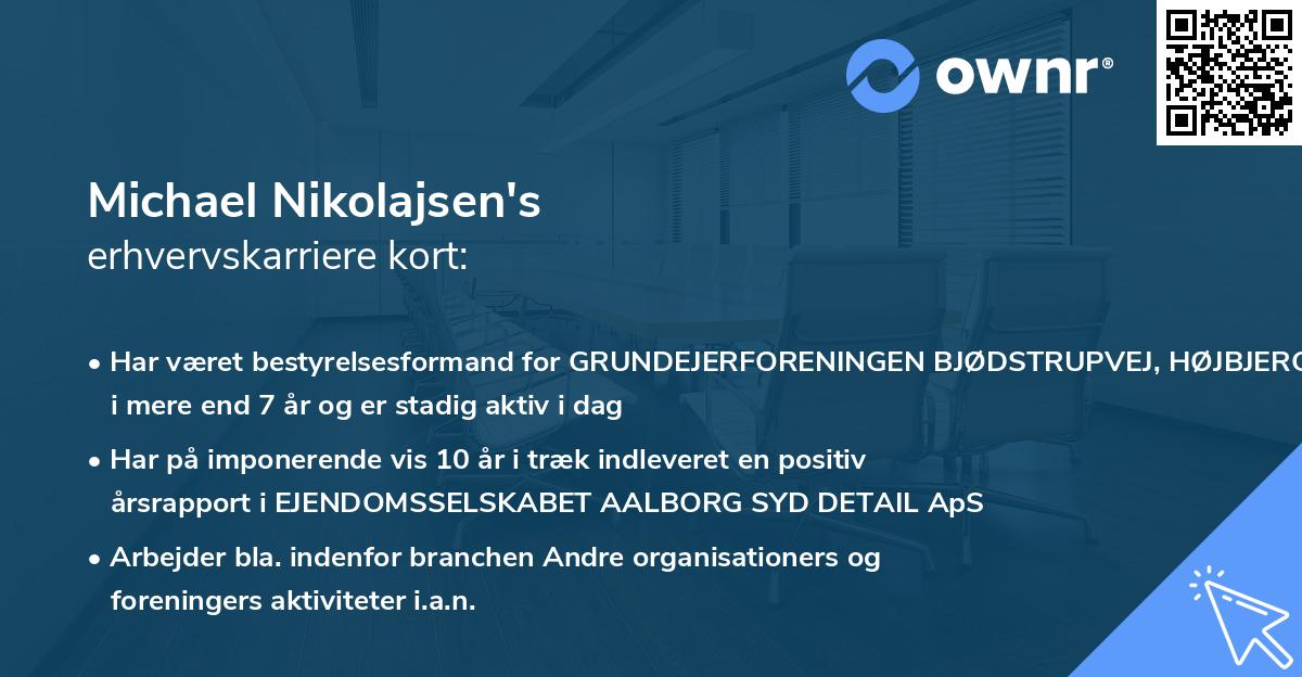 Michael Nikolajsen's erhvervskarriere kort