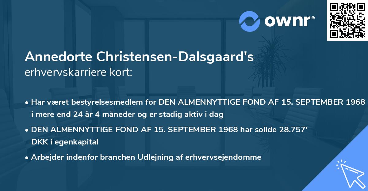 Annedorte Christensen-Dalsgaard's erhvervskarriere kort