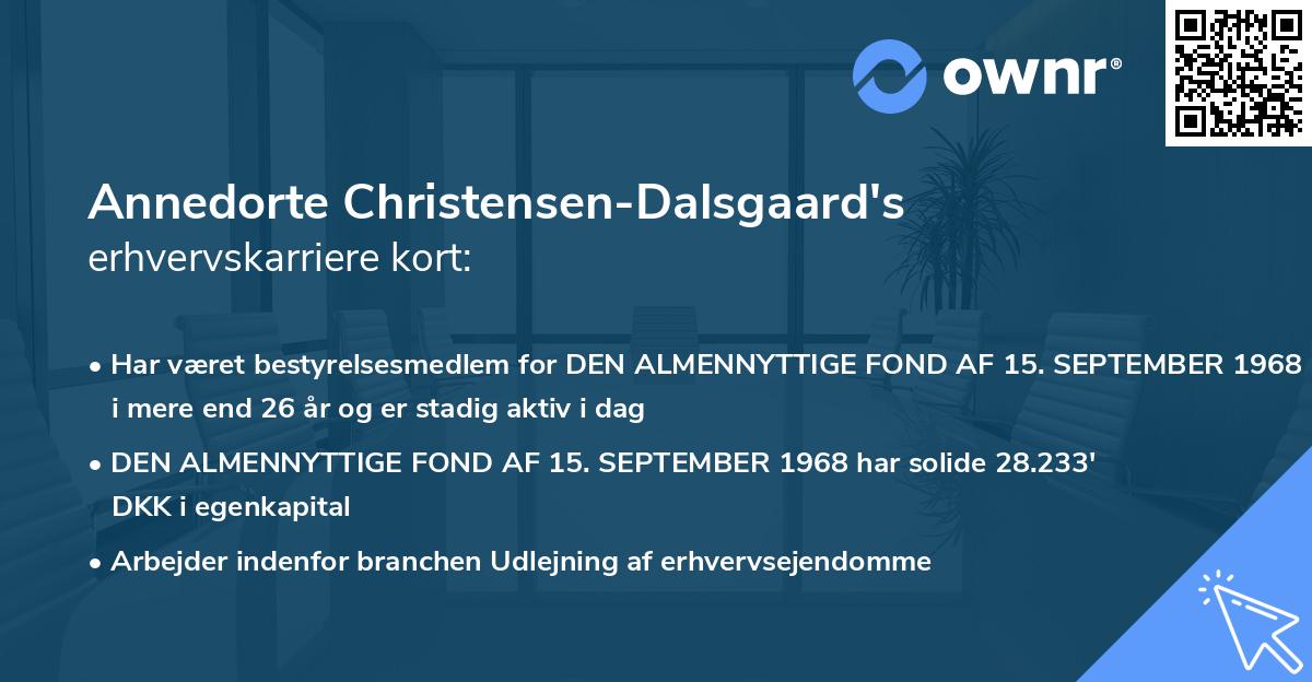 Annedorte Christensen-Dalsgaard's erhvervskarriere kort