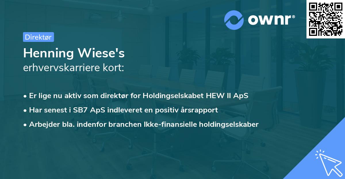 Henning Wiese's erhvervskarriere kort