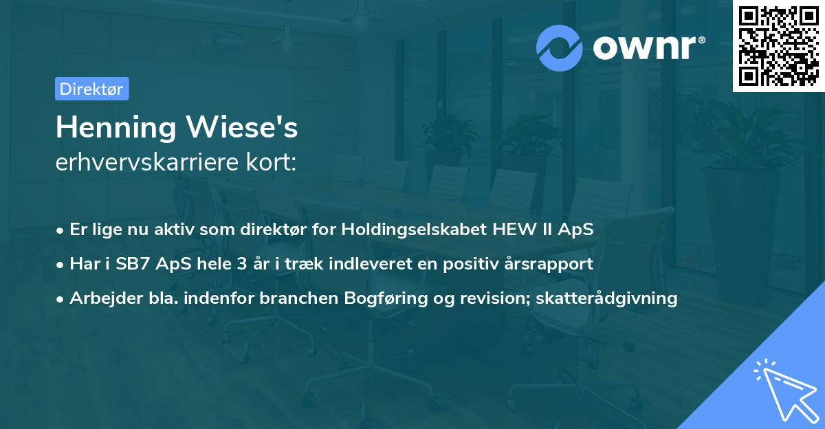 Henning Wiese's erhvervskarriere kort