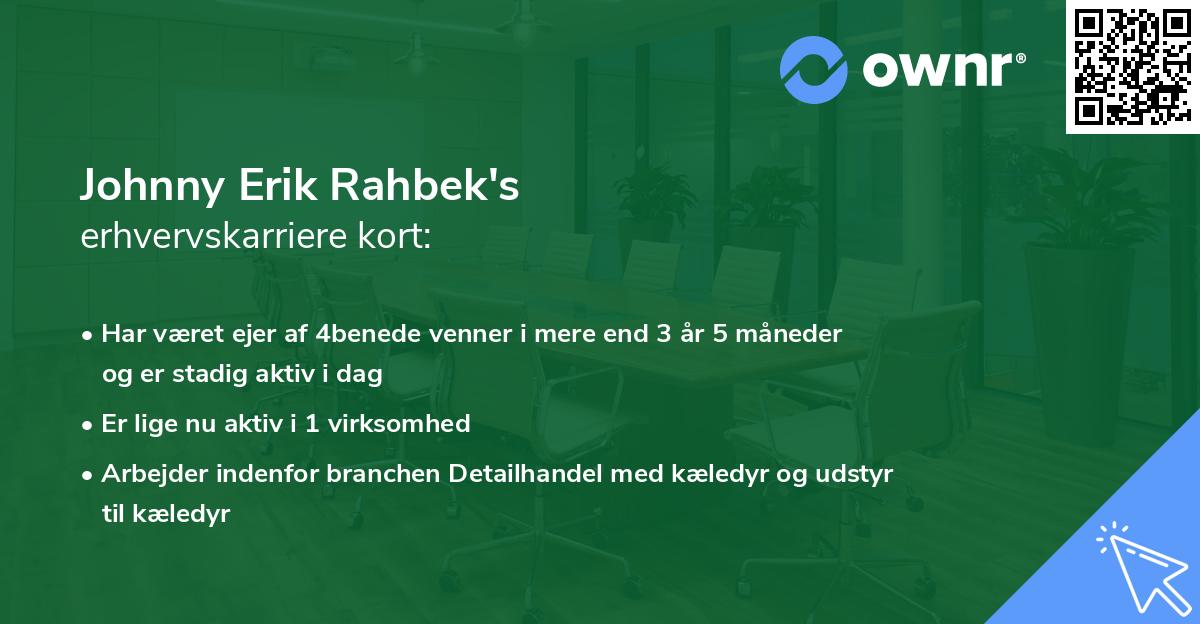Johnny Erik Rahbek's erhvervskarriere kort