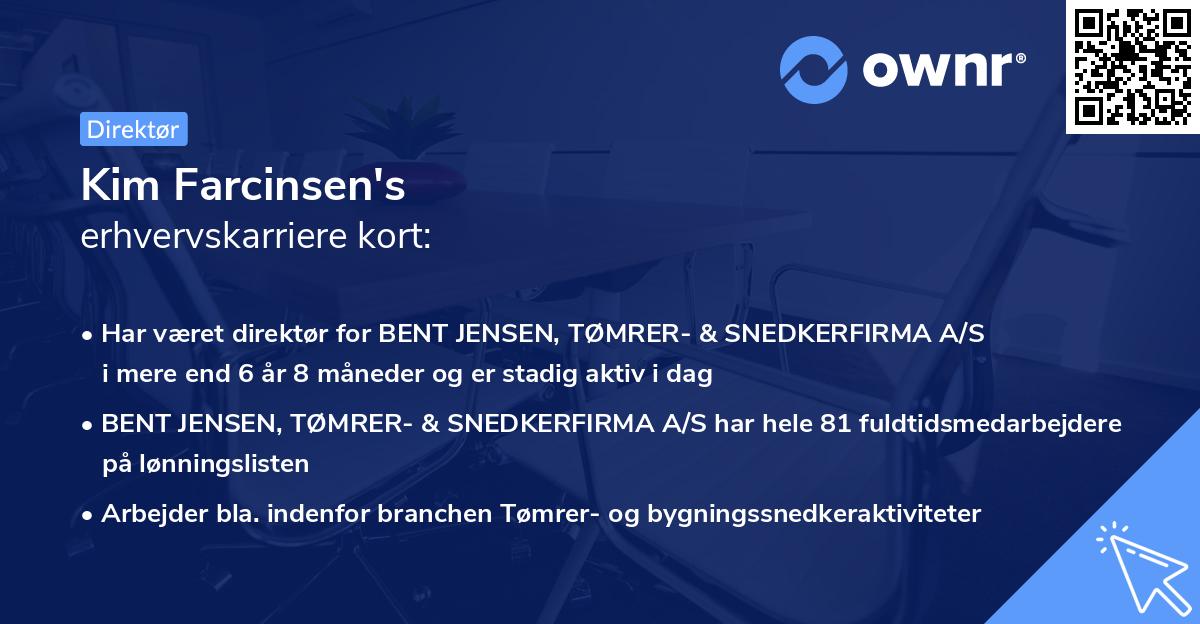 Kim Farcinsen's erhvervskarriere kort