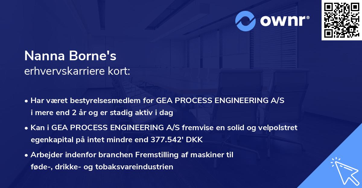 Nanna Borne's erhvervskarriere kort
