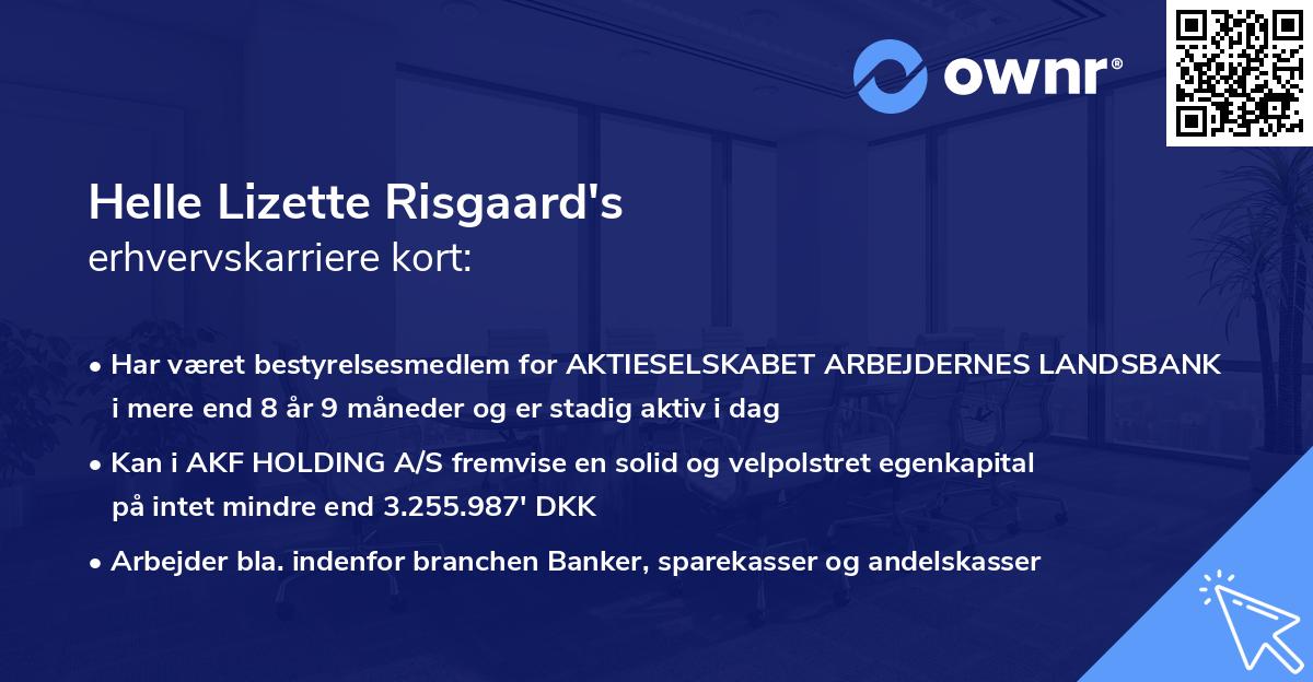 Helle Lizette Risgaard's erhvervskarriere kort