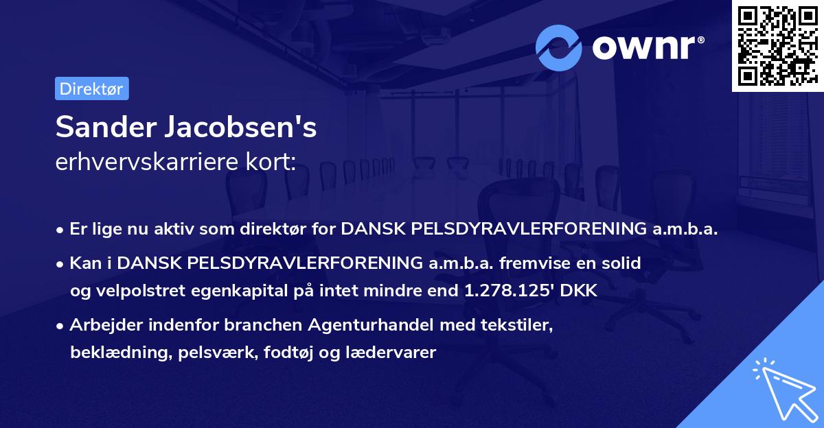 Sander Jacobsen's erhvervskarriere kort